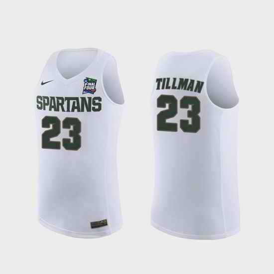 Men Michigan State Spartans Xavier Tillman White 2019 Final Four Replica Jersey